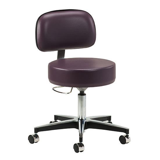 2156-21 - Clinton Premier Series 5-Leg Pneumatic Stool W/D-lever & Backrest