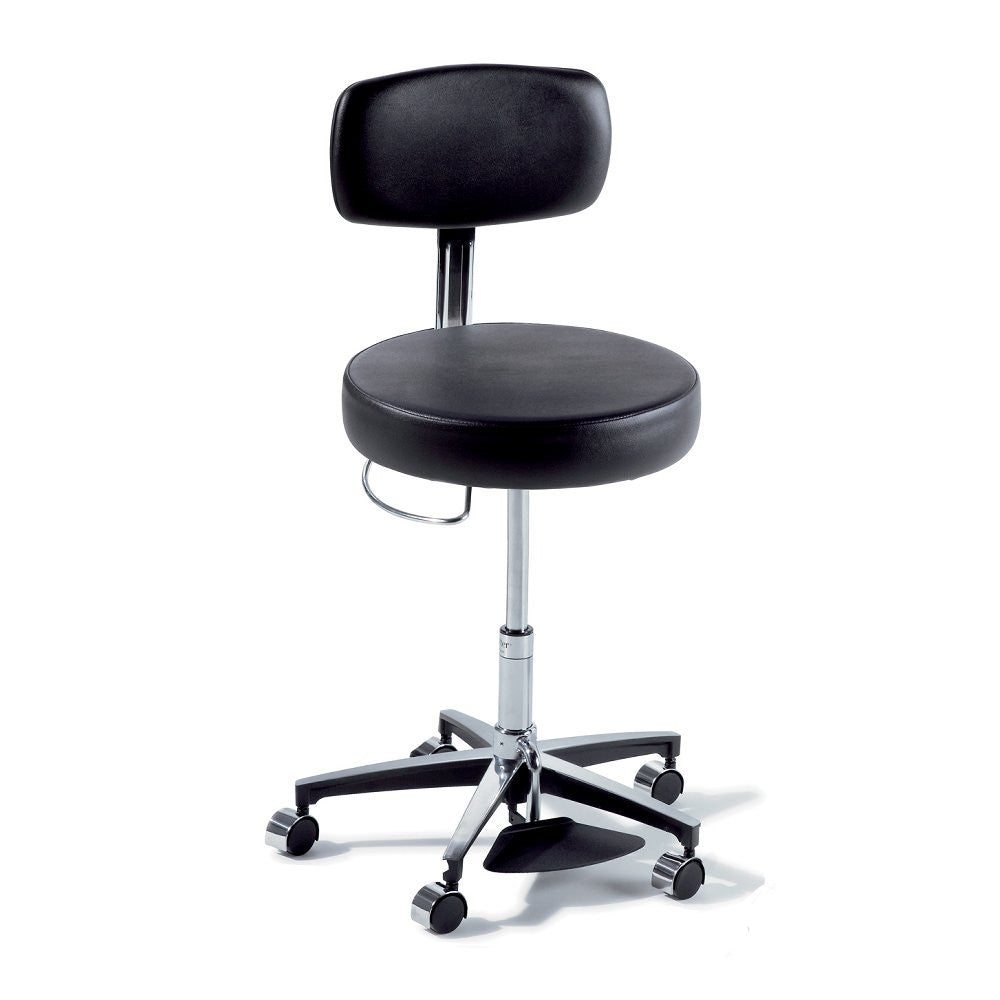 Booth Medical - Ritter 277 Air Lift Stool - Black, Backrest, Foot Release, Pneumatic - 277-201