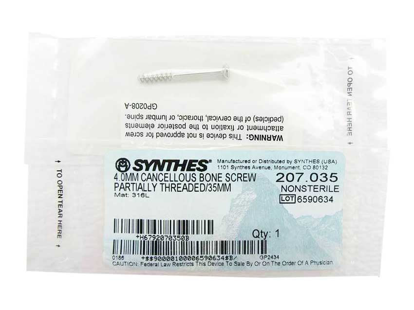 Booth Medical - Synthes 4.0mm Cancellous Bone Screw - 207.035