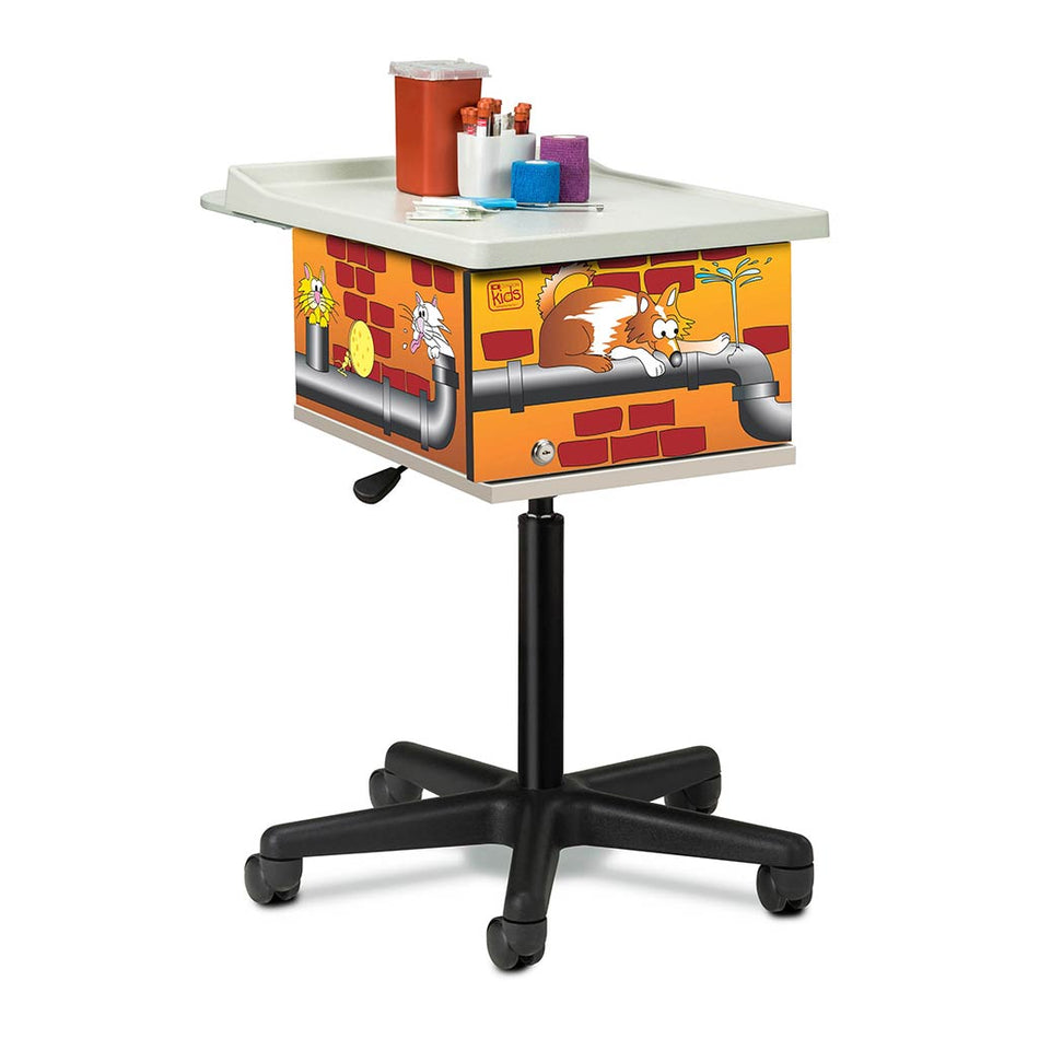Clinton 67237 Alley Cats & Dogs 2-Bin Phlebotomy Cart