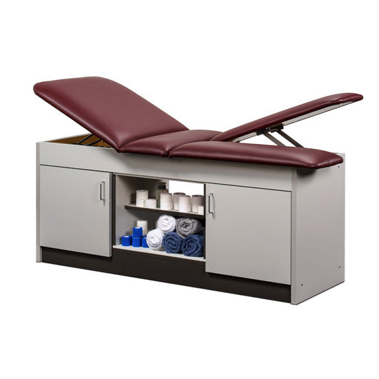 Clinton Sports Training Table - Open Shelf, Closed Doors, Double Leg Lift