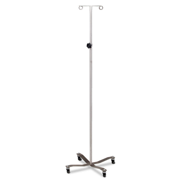 Clinton IVS-31 Stainless Steel 2-Hook Knob Lock IV Pole w/ Welded Top