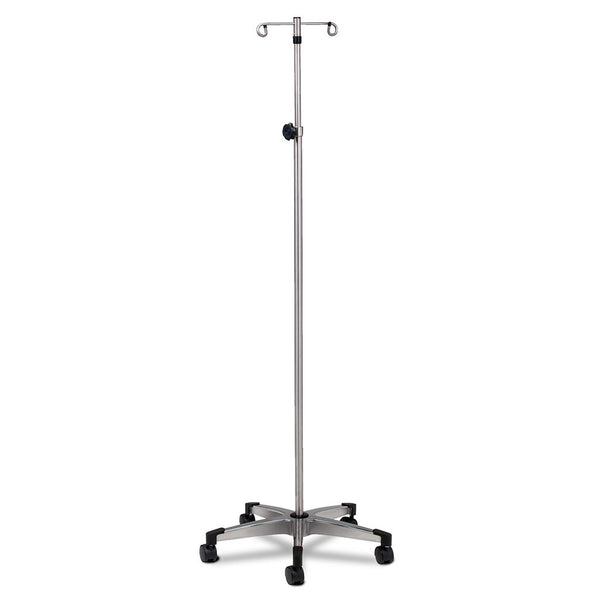 Clinton IVS-352 Stainless Steel 2-Hook, 5-Leg Knob Lock IV Pole