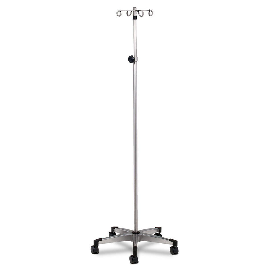 Clinton IVS-354 Stainless Steel 4-Hook, 5-Leg Knob Lock IV Pole