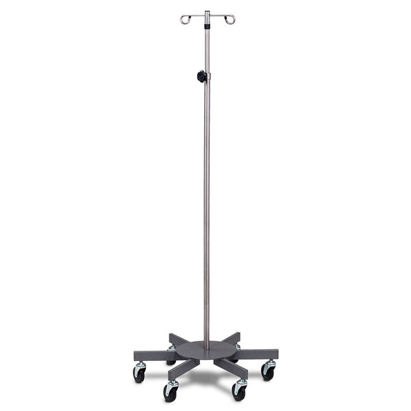 Clinton IVS-7332 Stainless Steel 2-Hook, 6-Leg Knob Lock IV Pole