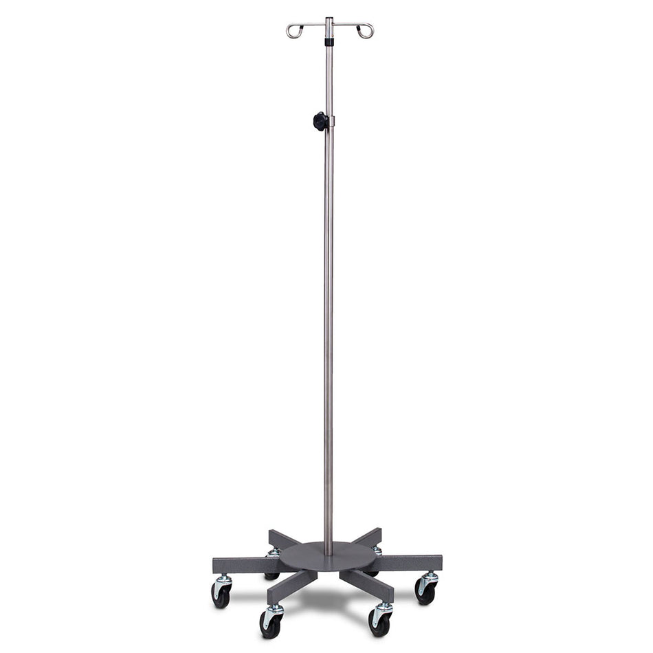 Clinton IVS-7332 Stainless Steel 2-Hook, 6-Leg Knob Lock IV Pole