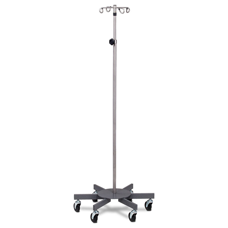 Clinton IVS-7334 Stainless Steel 4-Hook, 6-Leg Knob Lock IV Pole