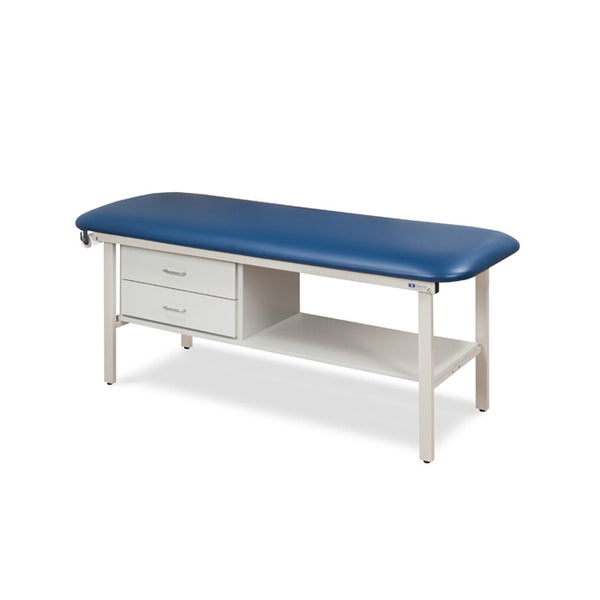 Clinton 3130 Flat Top, Straight Line Treatment Table W/ Shelf & Drawers