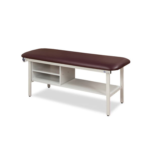 Clinton 3300 Flat Top Alpha Series, Straight Line Treatment Table W/ Shelving