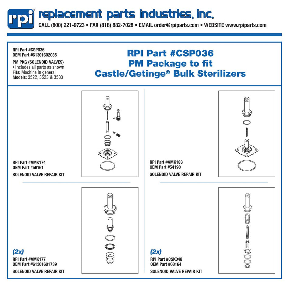 PM, Solenoid Valve Getinge/Castle Sterilizer Part:61301602085/CSP036