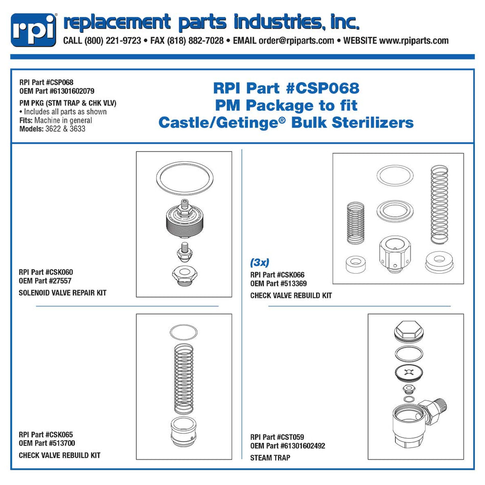 PM PKG, STM Trap/CHK VLV Castle Part:61301602079/CSP068