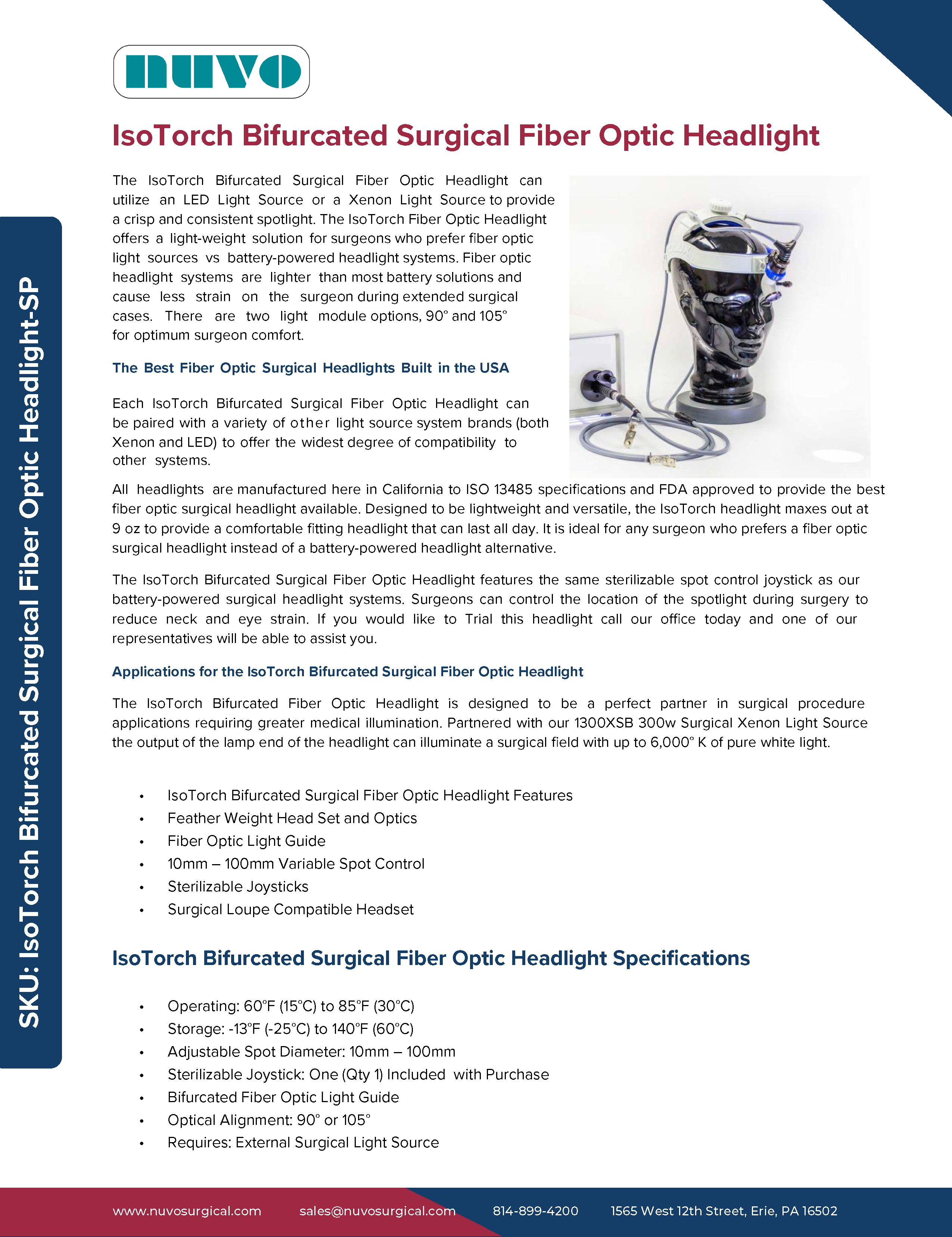 Medical Illumination IsoTorch Fiber Optic Headlight