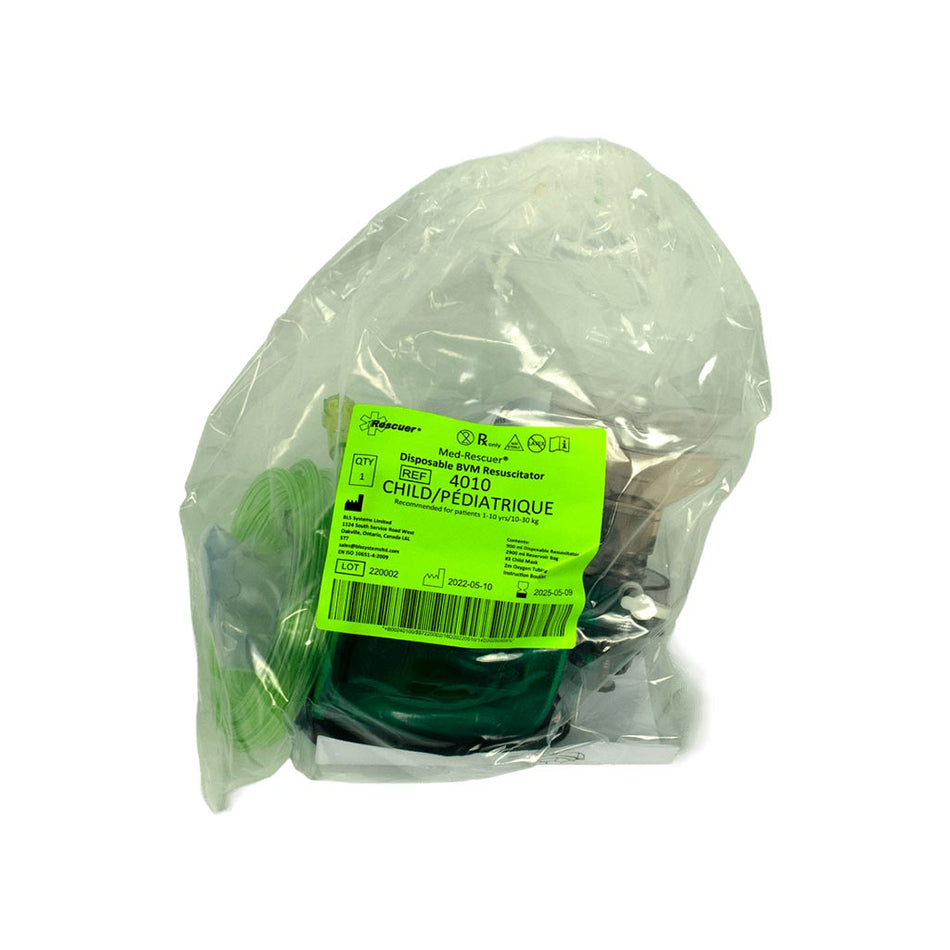 Child BVM Resuscitator, Disposable with pressure release valve