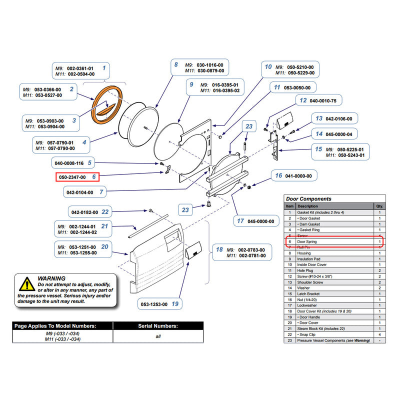 Cover, Inside Door Midmark Autoclave M9/M9D Part: 050-5210-00