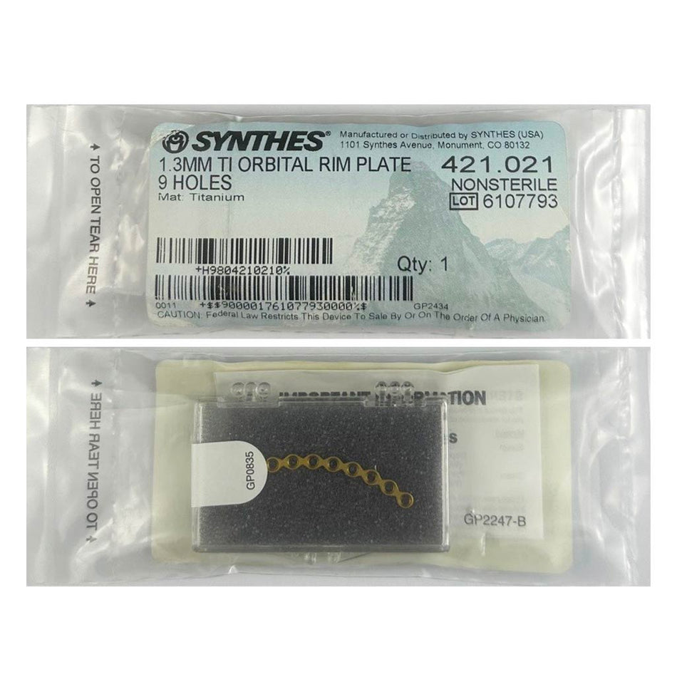 Synthes 1.3mm Orbital Rim Plate - 421.021