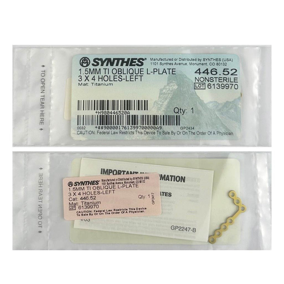 Synthes 1.5mm Oblique L-Plate - 446.52