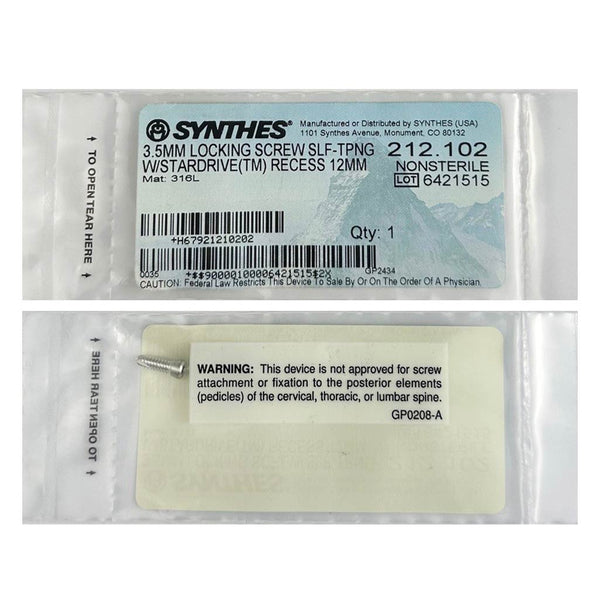 Synthes 3.5mm Self Tapping Locking Screw - 212.102