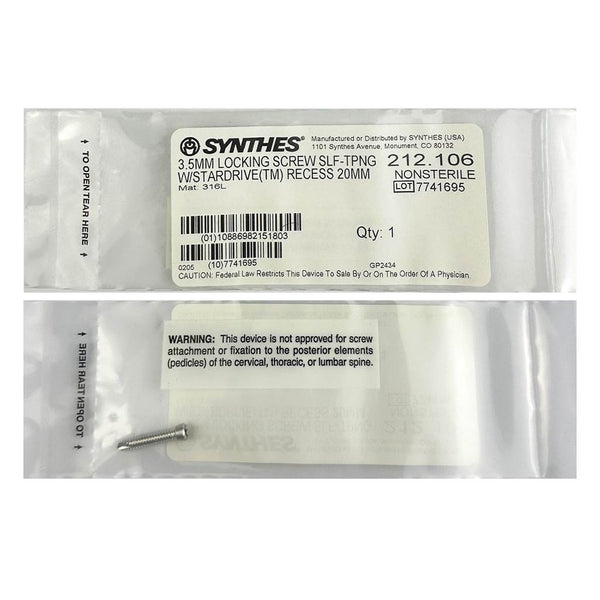 Synthes 3.5mm Self Tapping Locking Screw - 212.106