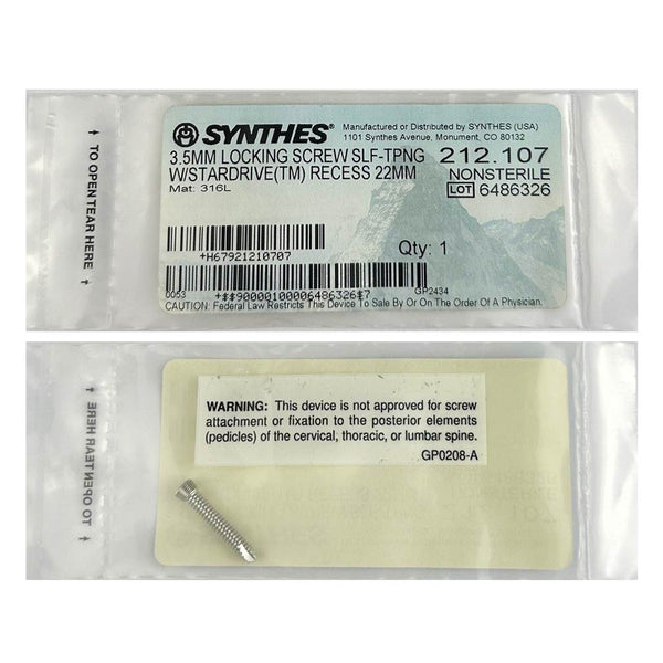 Synthes 3.5mm Self Tapping Locking Screw - 212.107