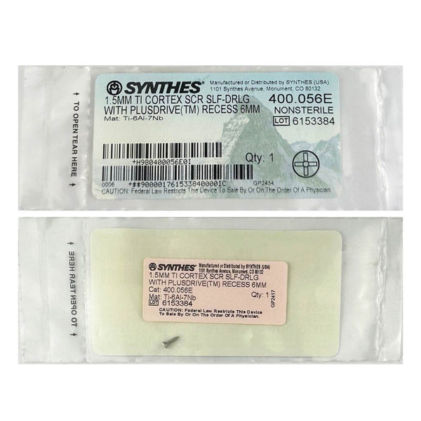Synthes 1.5mm Self Drilling Cortex Screw - 400.056E