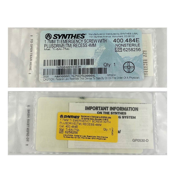 Synthes 1.7mm Emergency Screw - 400.484E