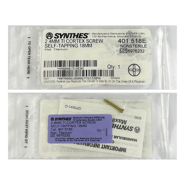 Synthes 2.4mm Self Tapping Cortex Screw - 401.518E