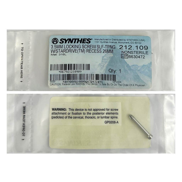 Synthes 3.5mm Self Tapping Locking Screw - 212.109