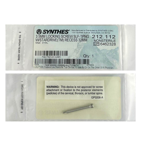 Synthes 3.5mm Self Tapping Locking Screw - 212.112