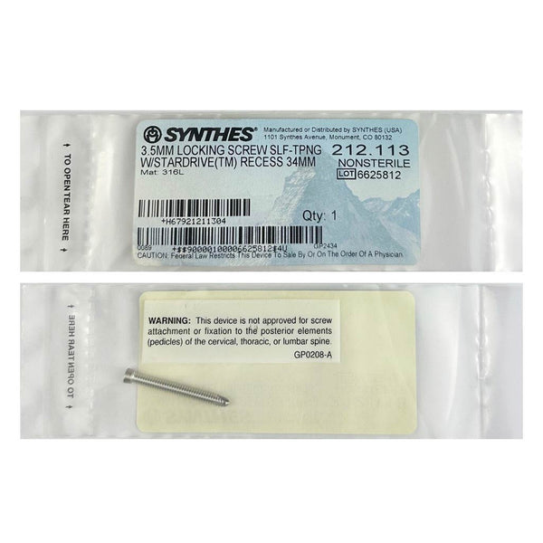 Synthes 3.5mm Self Tapping Locking Screw - 212.113