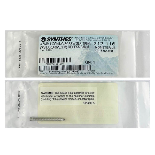Synthes 3.5mm Self Tapping Locking Screw - 212.116