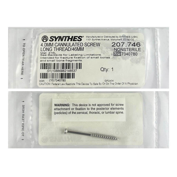 Synthes 4.0mm Cannulated Screw - 207.746