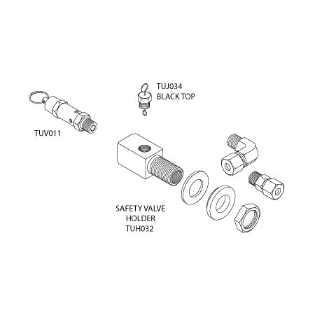 Holder, Safety Valve Kit For Most Tuttnauer Autoclaves Part: TUK054